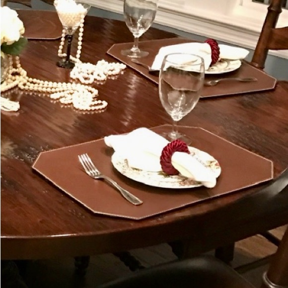 Dacasso Other - SIX Dark Brown Leatherette Dacasso Placemats 12” X 17”